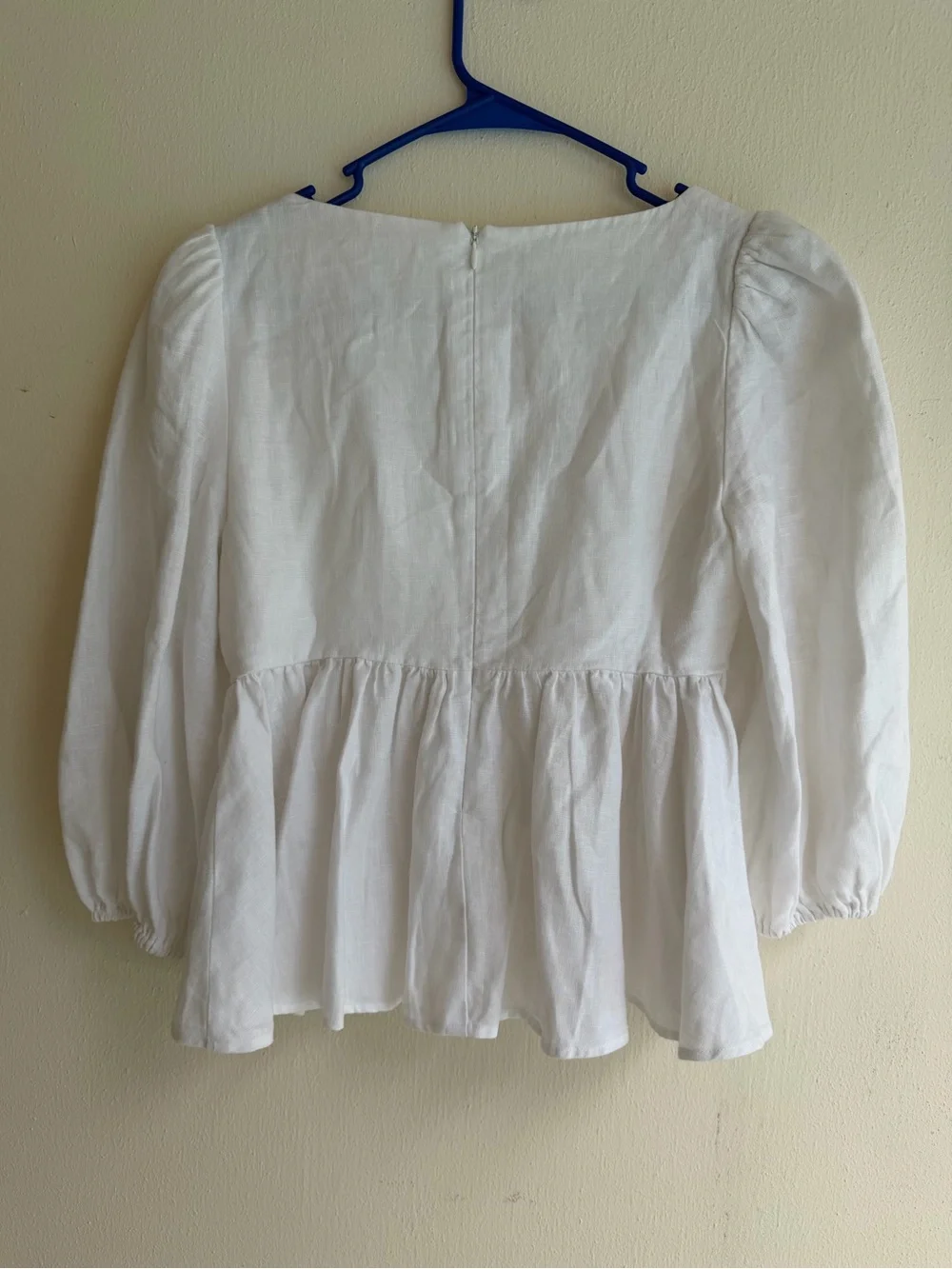 Reformation White Linen Lace-Up Peasant Blouse